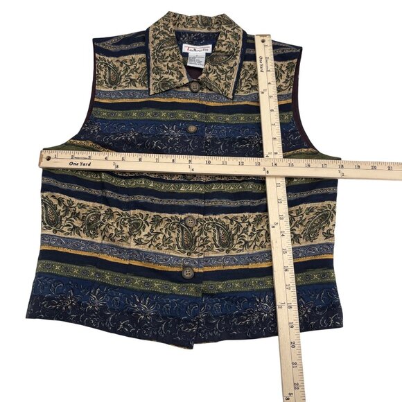 Talbots Vintage 90s Womens Vest Size S Paisley & Stripes Pattern Sleeveless Butt - Picture 3 of 5